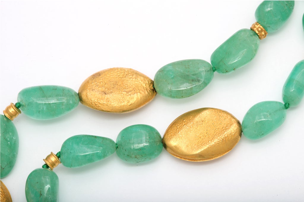 Emerald Gold Nugget Necklace