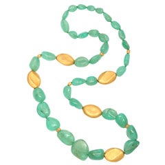 Emerald Gold Nugget Necklace