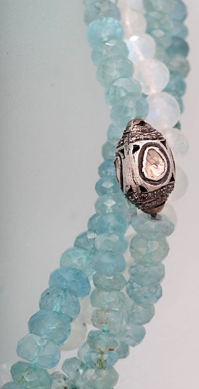 Aquamarine & Diamond Pendant Necklace For Sale 5