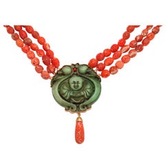 Laotian Jade Natural Sponge Coral Necklace