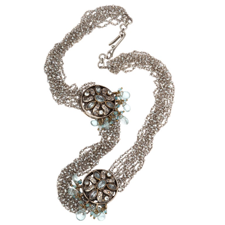 Diamond, Pearls & Aquamarine "Princess" Necklace