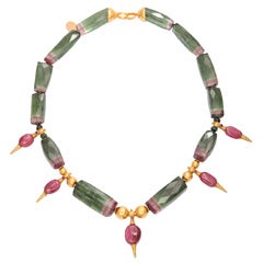 Tourmaline Pendant & Gold Necklace