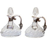 Scotch and Gin Sterling Silver and Crystal Decanters