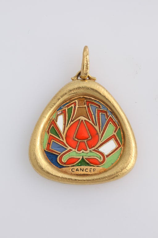 Women's Translucent Enamel and Gold Zodiac Charms For Sale