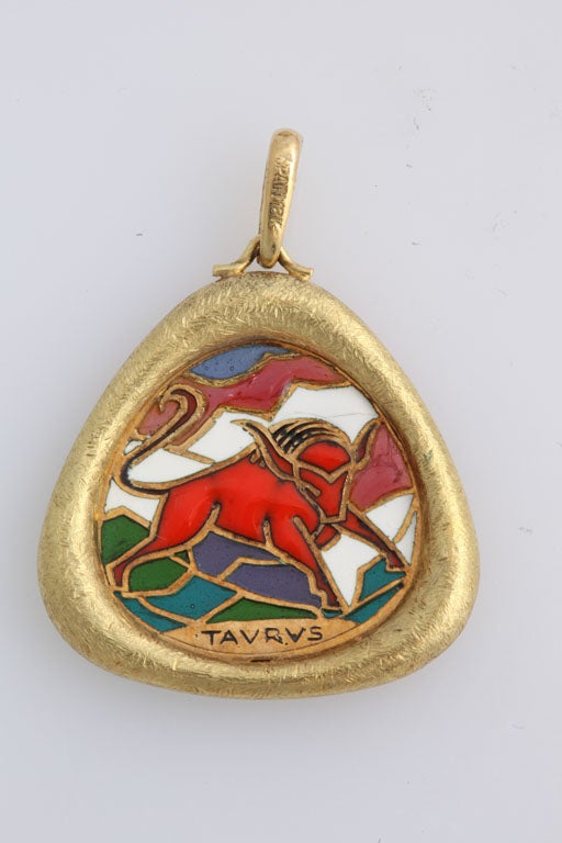 Translucent Enamel and Gold Zodiac Charms For Sale 1