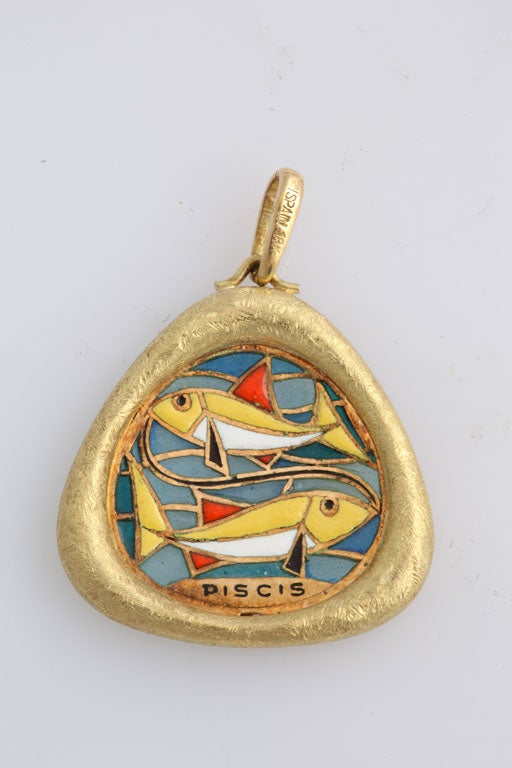 Translucent Enamel and Gold Zodiac Charms For Sale 2