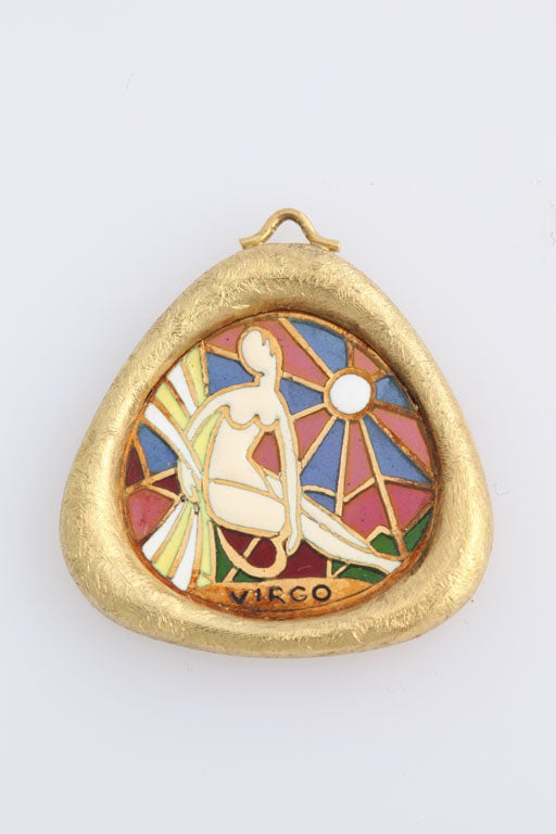 Translucent Enamel and Gold Zodiac Charms For Sale 3