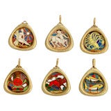 Translucent Enamel and Gold Zodiac Charms