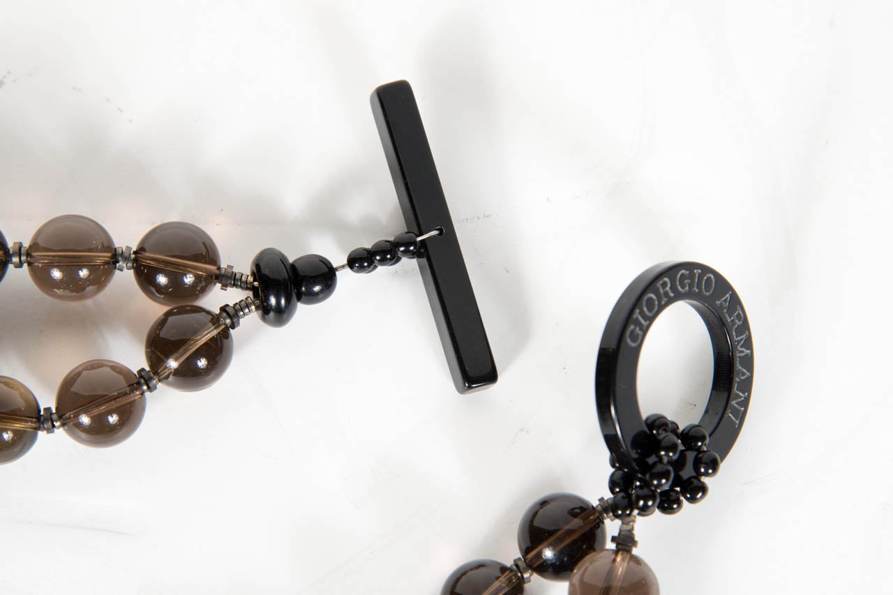 Sophisticated Smoky Quartz and Glass Bead Necklace by Giorgio Armani 2