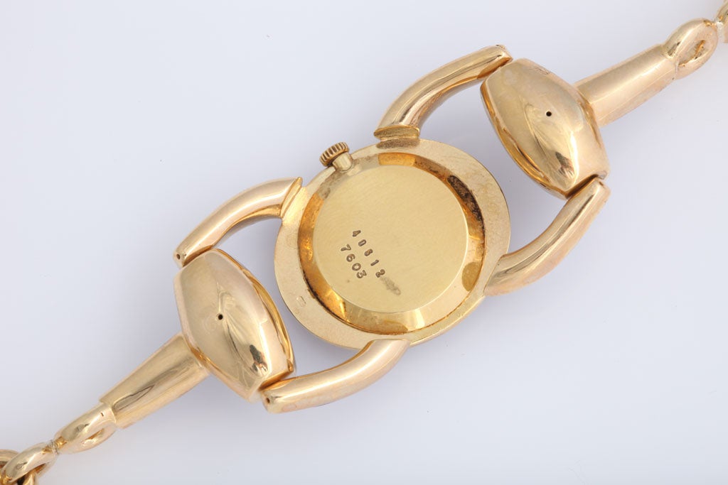 Women's Bueche Girod Ladies Yellow Gold Enamel Stirrup Bracelet Quartz Wristwatch