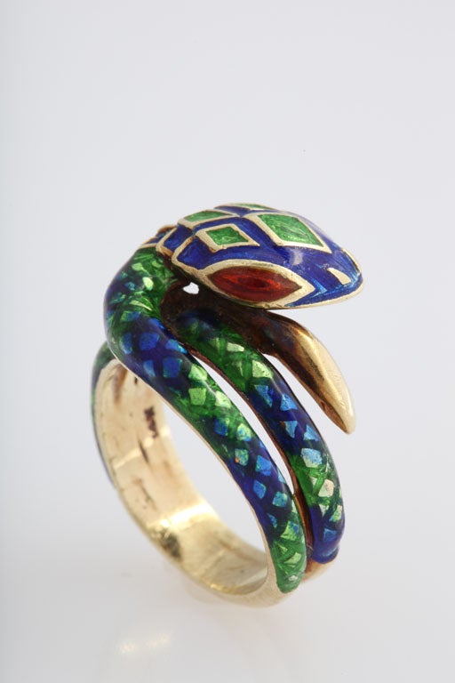 Women's 70's Enamel Snake Ring