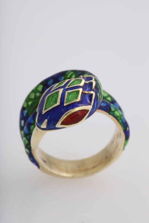 70's Enamel Snake Ring 1