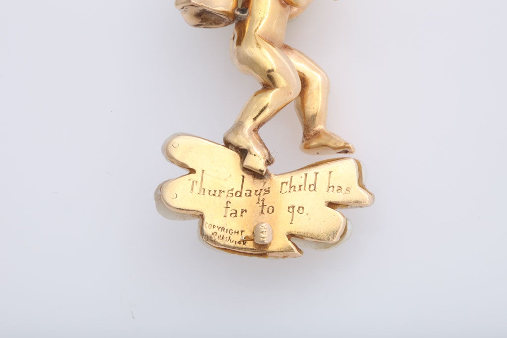 Ruser Large Thursday's Child Brooch Pin In Good Condition In Miami Beach, FL