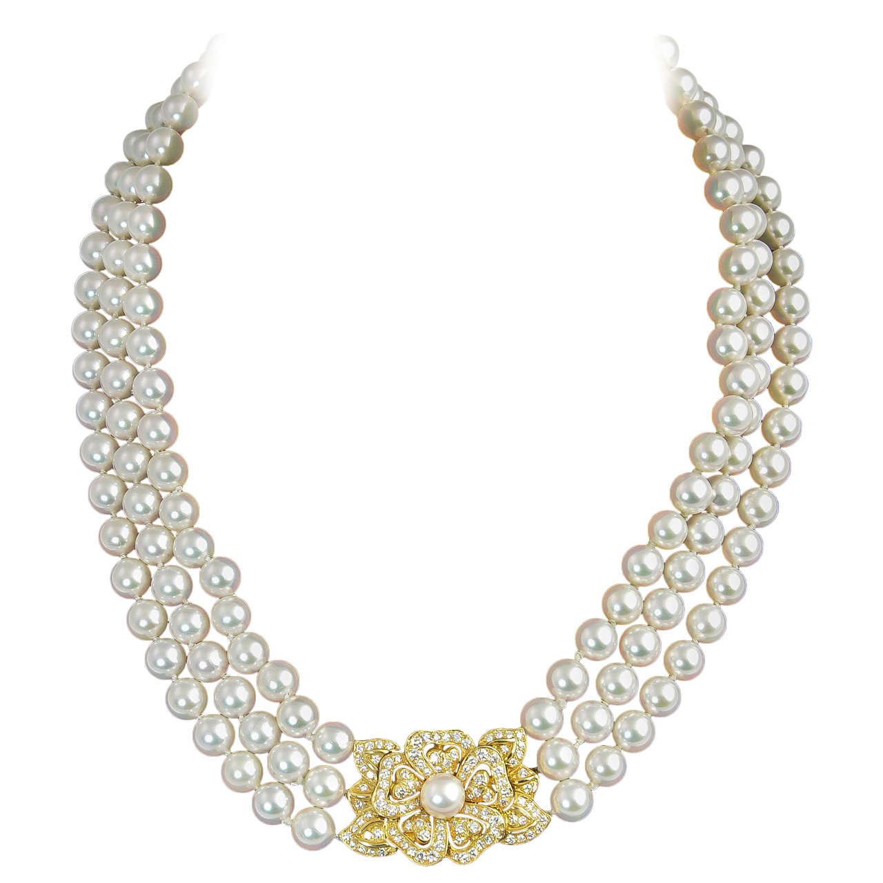 Mikimoto 3 strand pearl necklace discount
