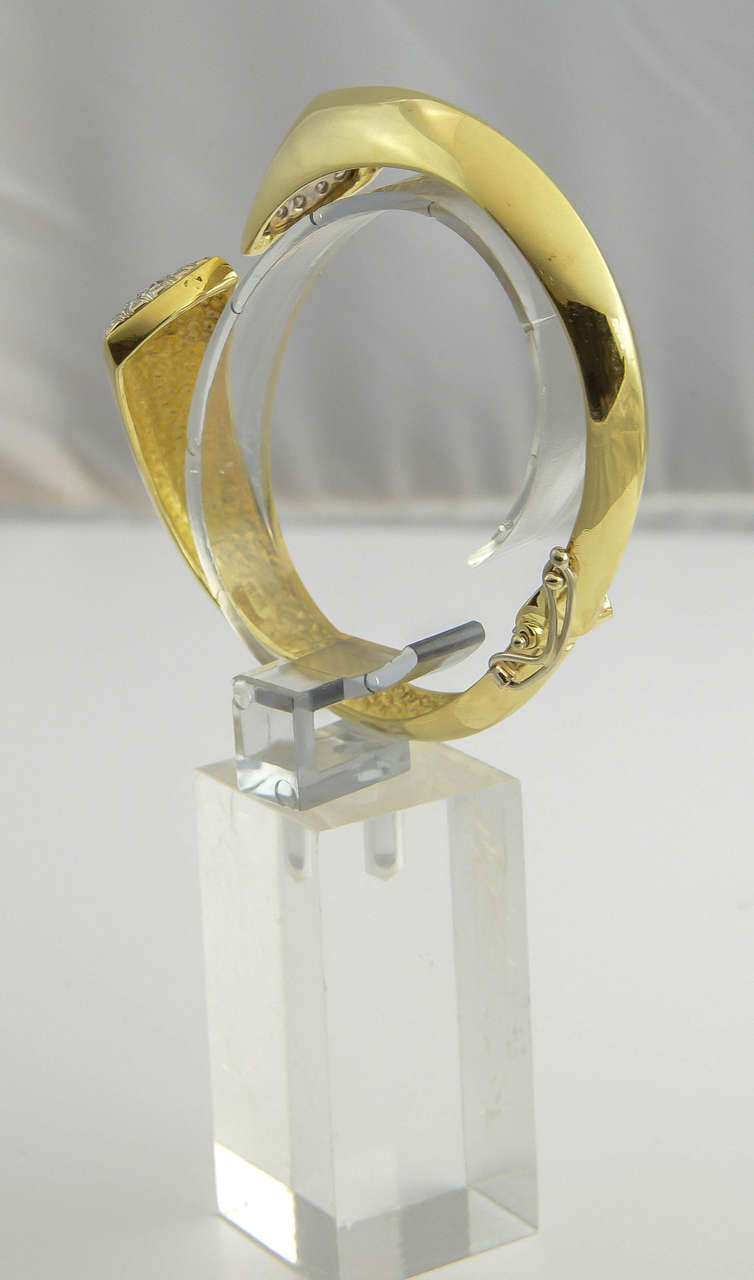 Women's 1970s Diamond Gold Bangle Bracelet For Sale