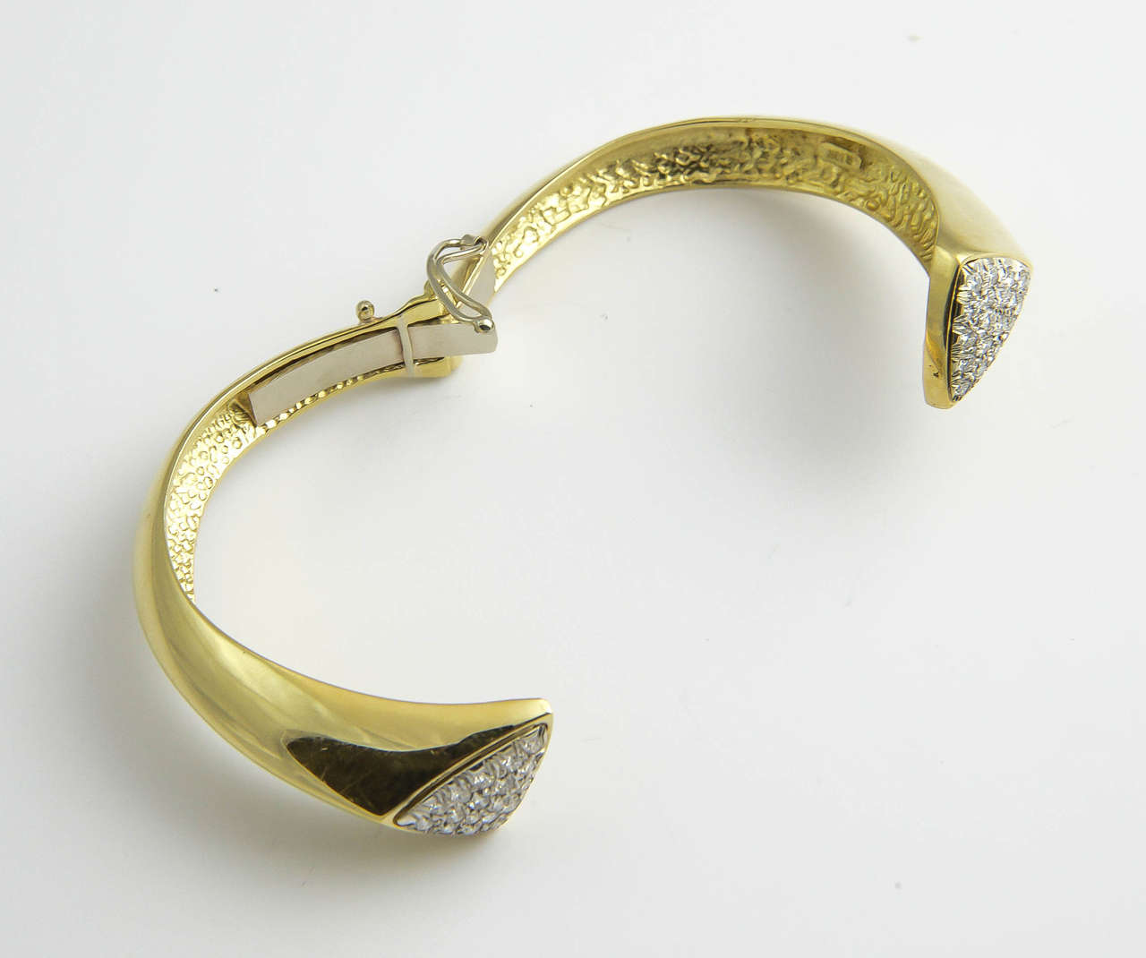 1970s Diamond Gold Bangle Bracelet For Sale 3