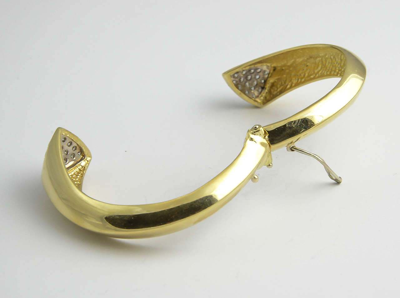 1970s Diamond Gold Bangle Bracelet For Sale 5