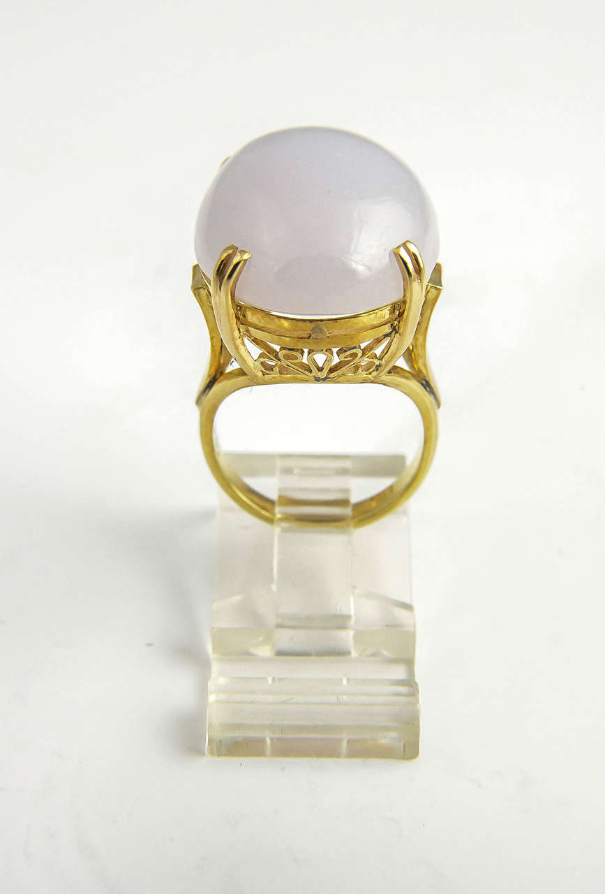 1970s Lavender Jade Yellow Gold Ring 2