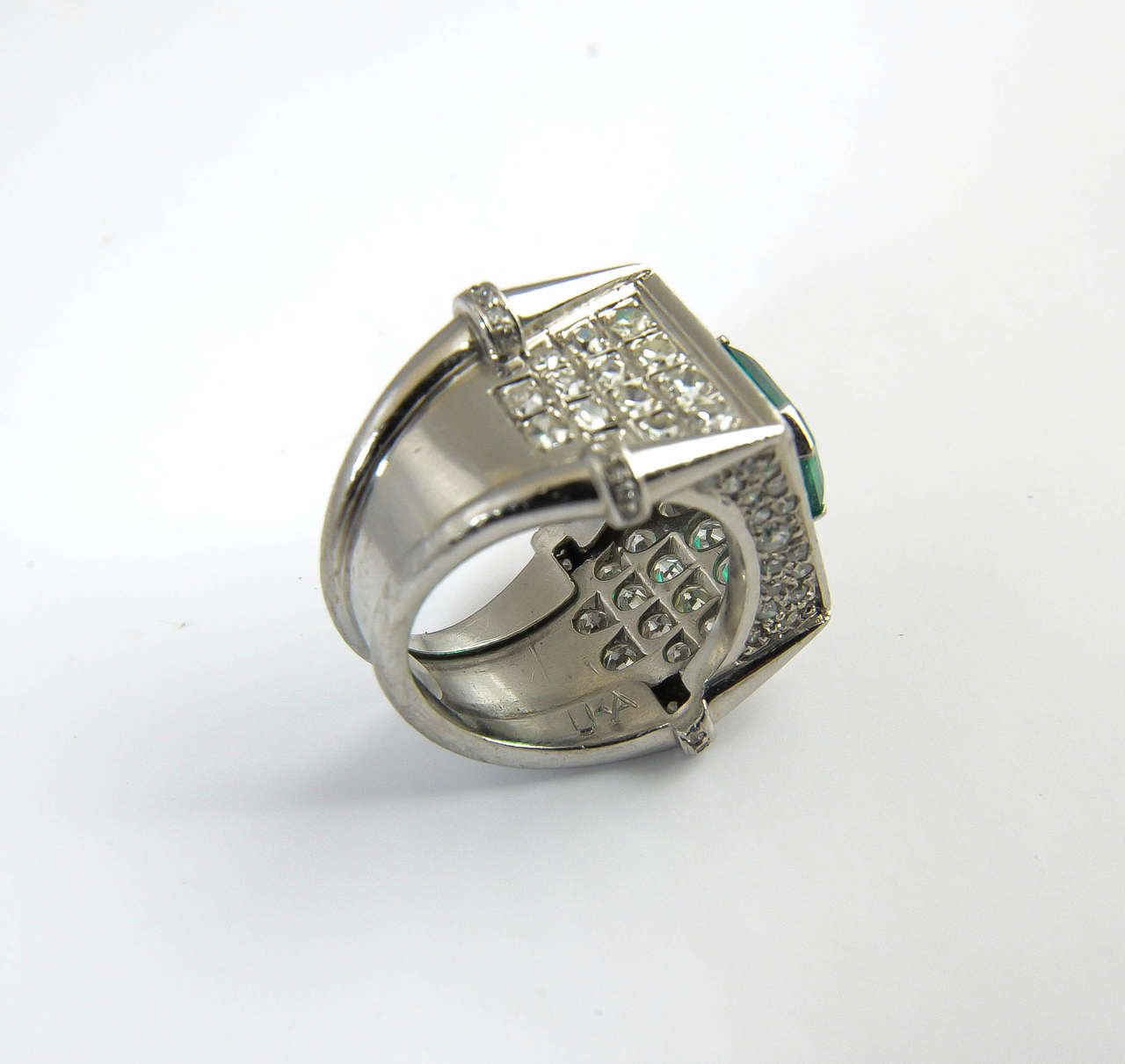 Late 20th Century Emerald Diamond Gold Ring 6