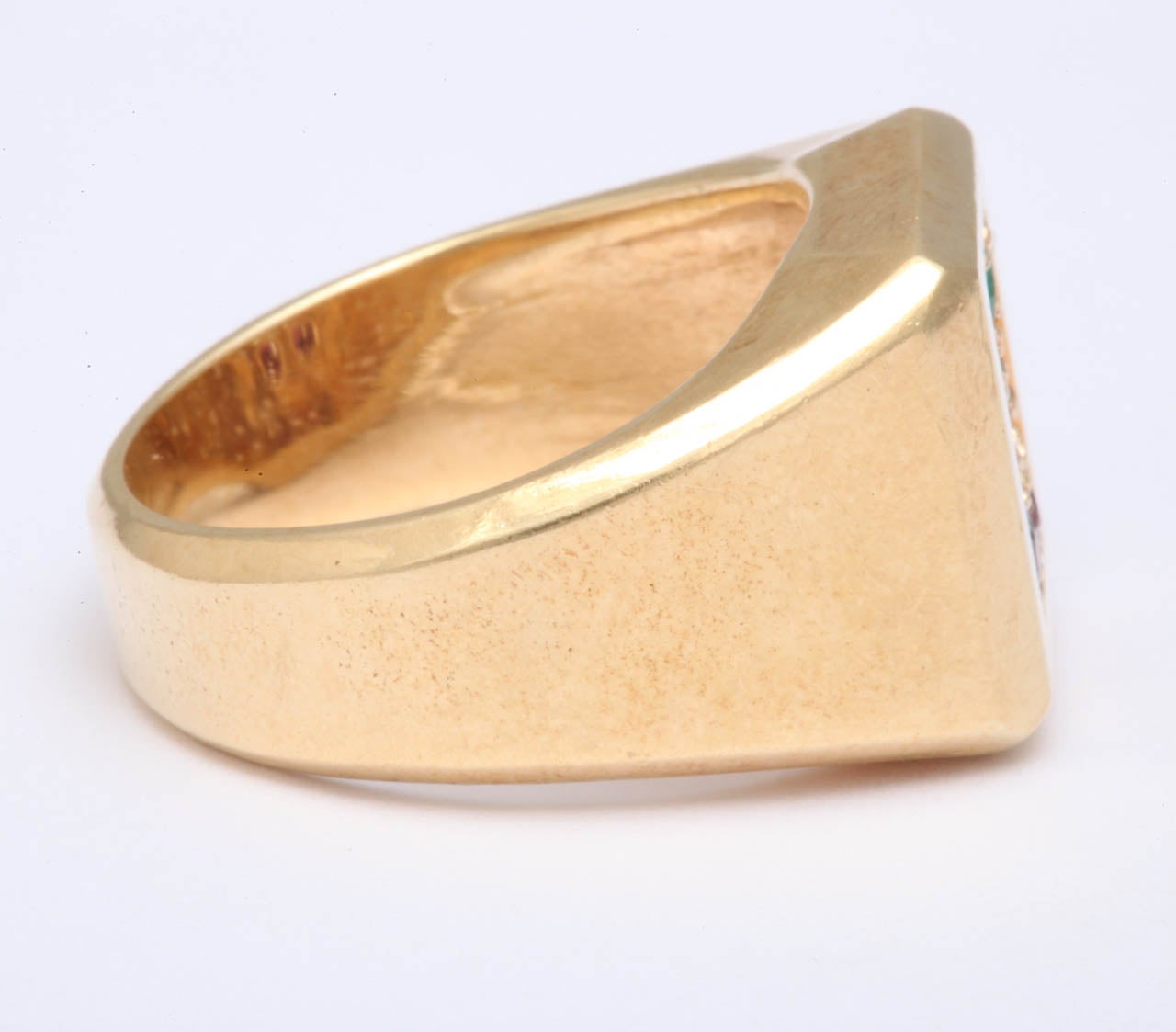 Men's 1950's Gold Emerald Diamond Ruby  Ring