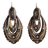 Pique Earrings of Tortoise Shell, Gold and Silver
