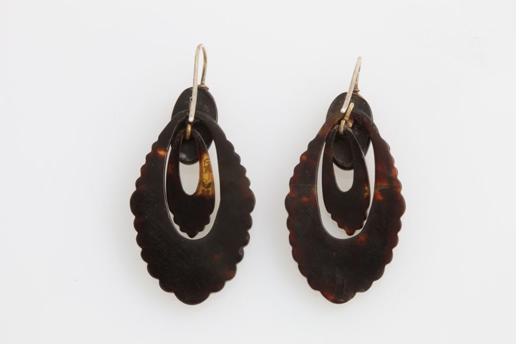 Pique Earrings of Tortoise Shell, Gold and Silver at 1stdibs