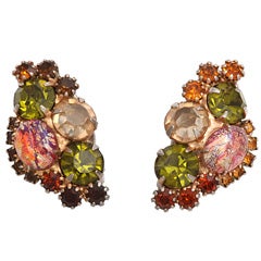 Coral, Citrine and Topaz Color Earrings