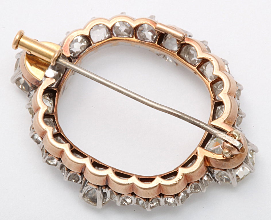 Women's Edwardian Diamond Oval Brooch For Sale