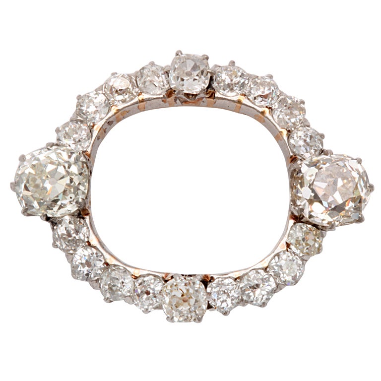 Edwardian Diamond Oval Brooch For Sale