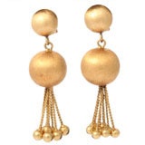 Italian Gold Ball and Fringe Earrings