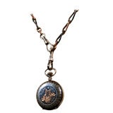 19th  Cent. Niello  Work  Pocket  Watch As  A  Necklace
