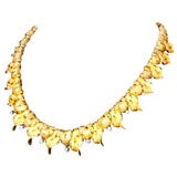 Necklace  Of Overlaping  Leaves  With  Diamonds