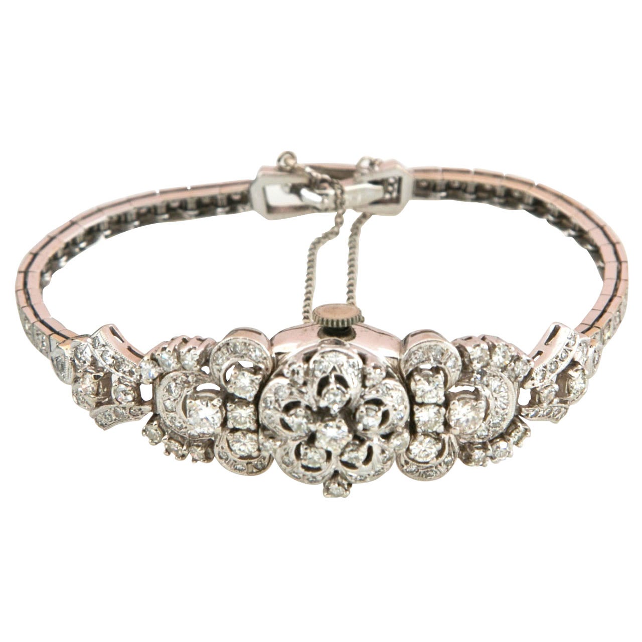 Hamilton Bracelet Diamond White Gold Watch For Sale