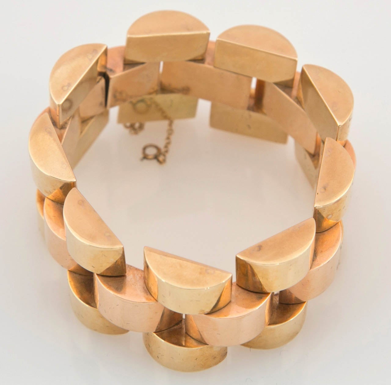 Retro Pink and Yellow Gold Link Bracelet