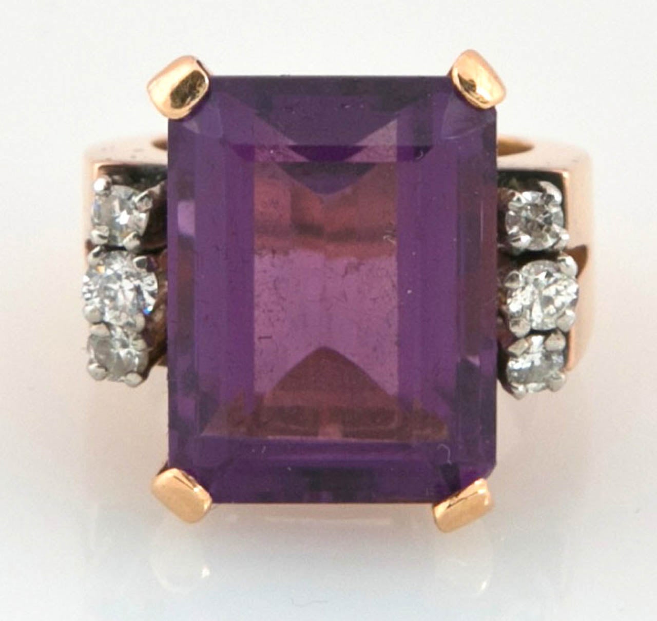 Amethyst Gold Retro Style Ring
