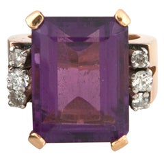Amethyst Gold Retro Style Ring