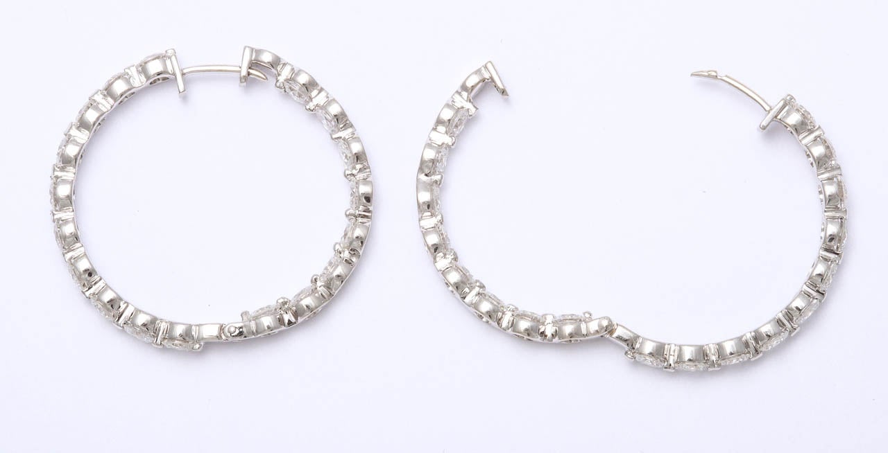 Women's Super Fine Diamond Hoop Earrings, 5.35 Carats For Sale
