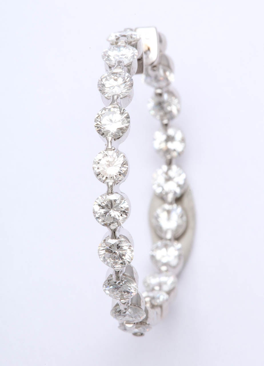 Super Fine Diamond Hoop Earrings, 5.35 Carats For Sale 1