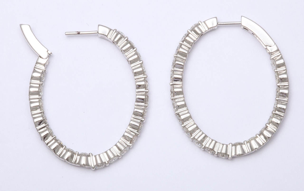Oval Diamond Hoop Earrings, 5.23 CTS In Excellent Condition For Sale In New York, NY