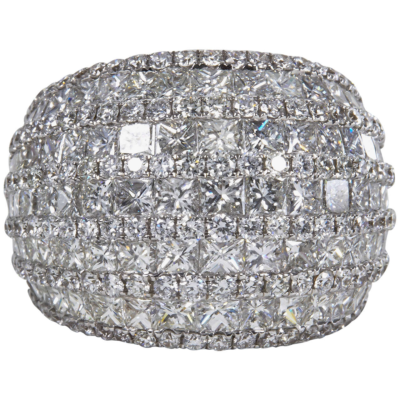 Fabulous Rounded Dome Bombe Style Diamond Gold Cocktail Ring