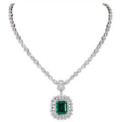 Emerald Diamond Gold Pendant Necklace