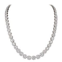 24 Carat Diamond Cluster Tennis Necklace