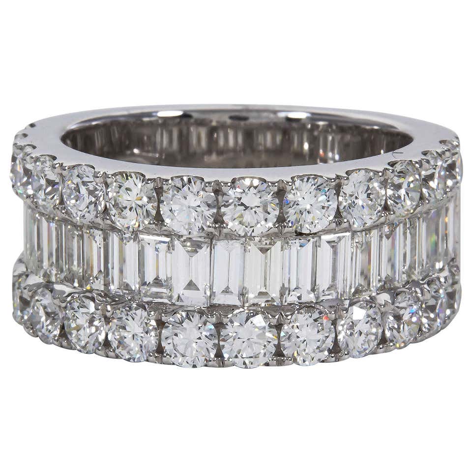 Contemporary Multi Diamond Rings Unique Multi Shape Wide Diamond Gold Band Ring For Sale at 1stDibs ...