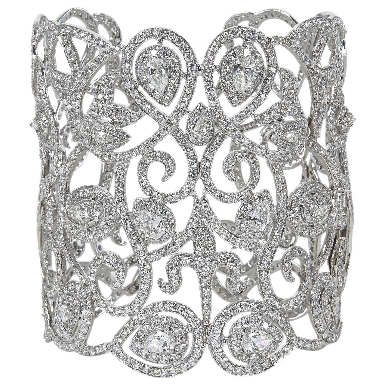 Magnificent Wide Diamond Cuff Bracelet For Sale at 1stDibs diamond