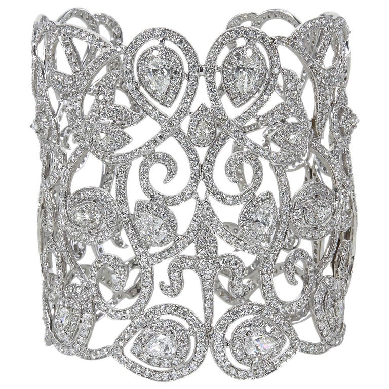 Magnificent Wide Diamond Cuff Bracelet For Sale at 1stDibs diamond