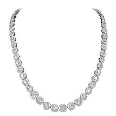 24 Carat Diamond Cluster Tennis Necklace For Sale at 1stDibs | 24 carat ...