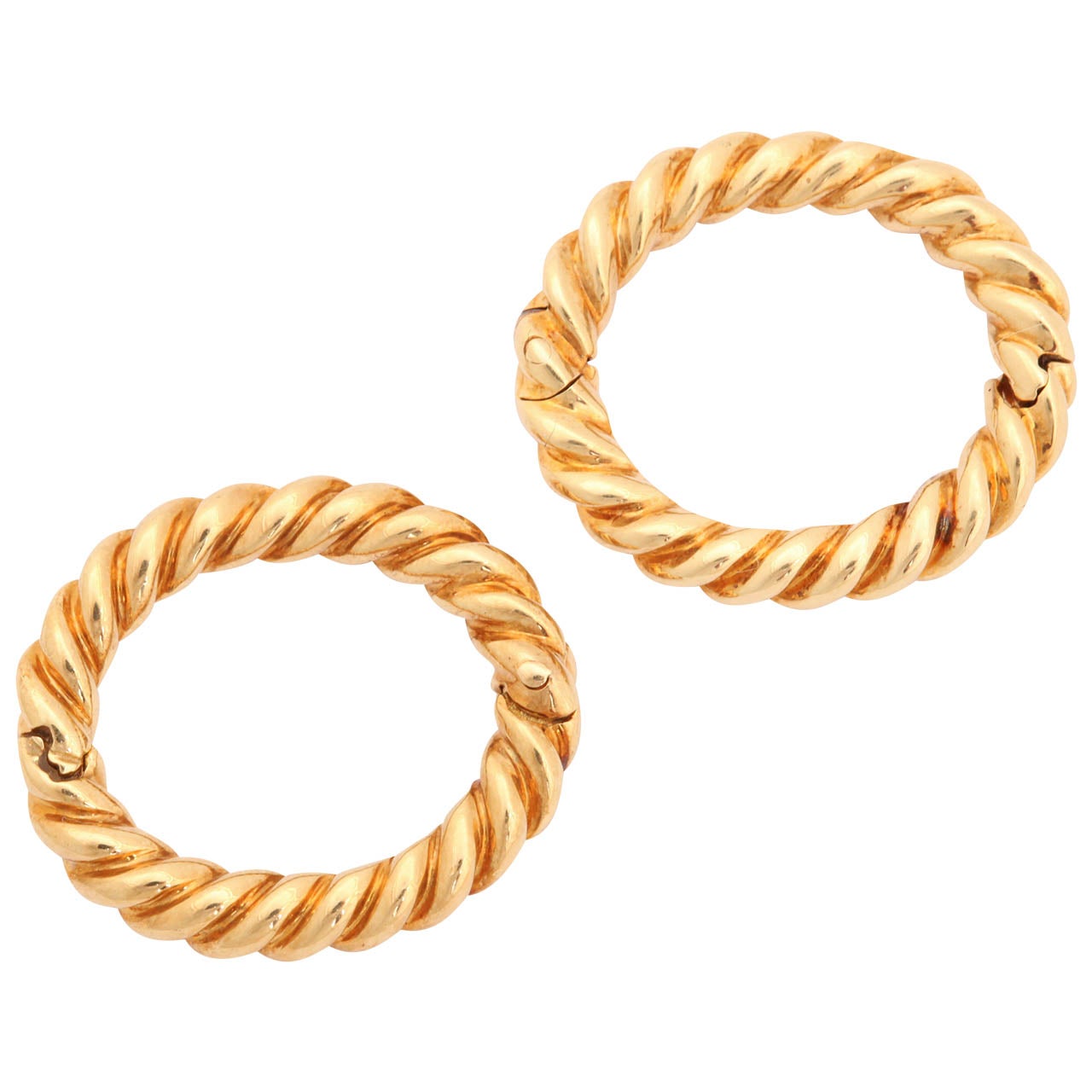 David Webb Gold Twisted Hoop Cufflinks