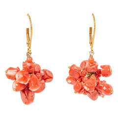 Natural Coral Tulip Cluster Earrings