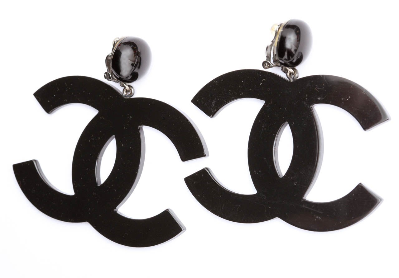 Very rare Chanel large iconic CC dangling earrings.