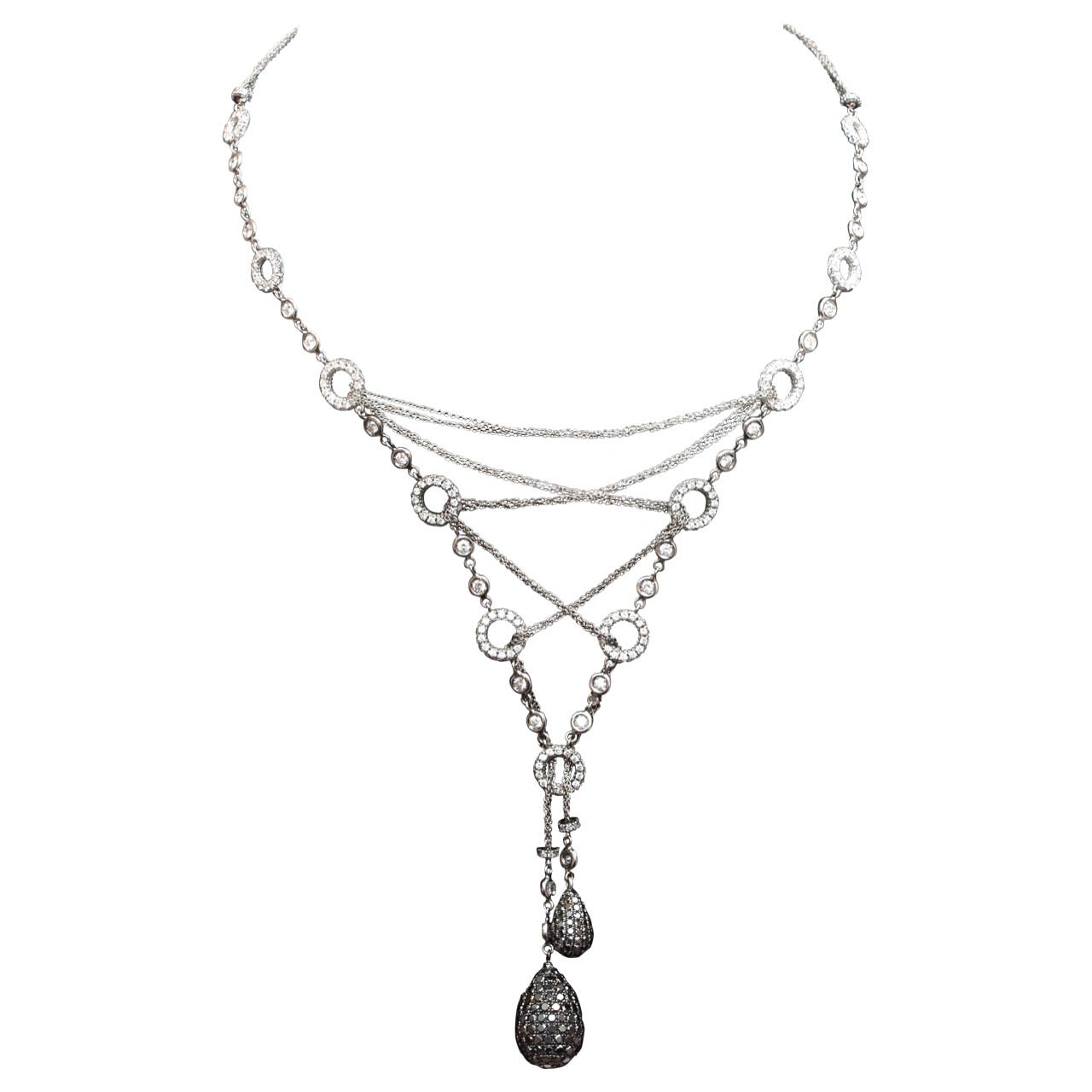 Exceptional Black and White Diamond Necklace at 1stdibs